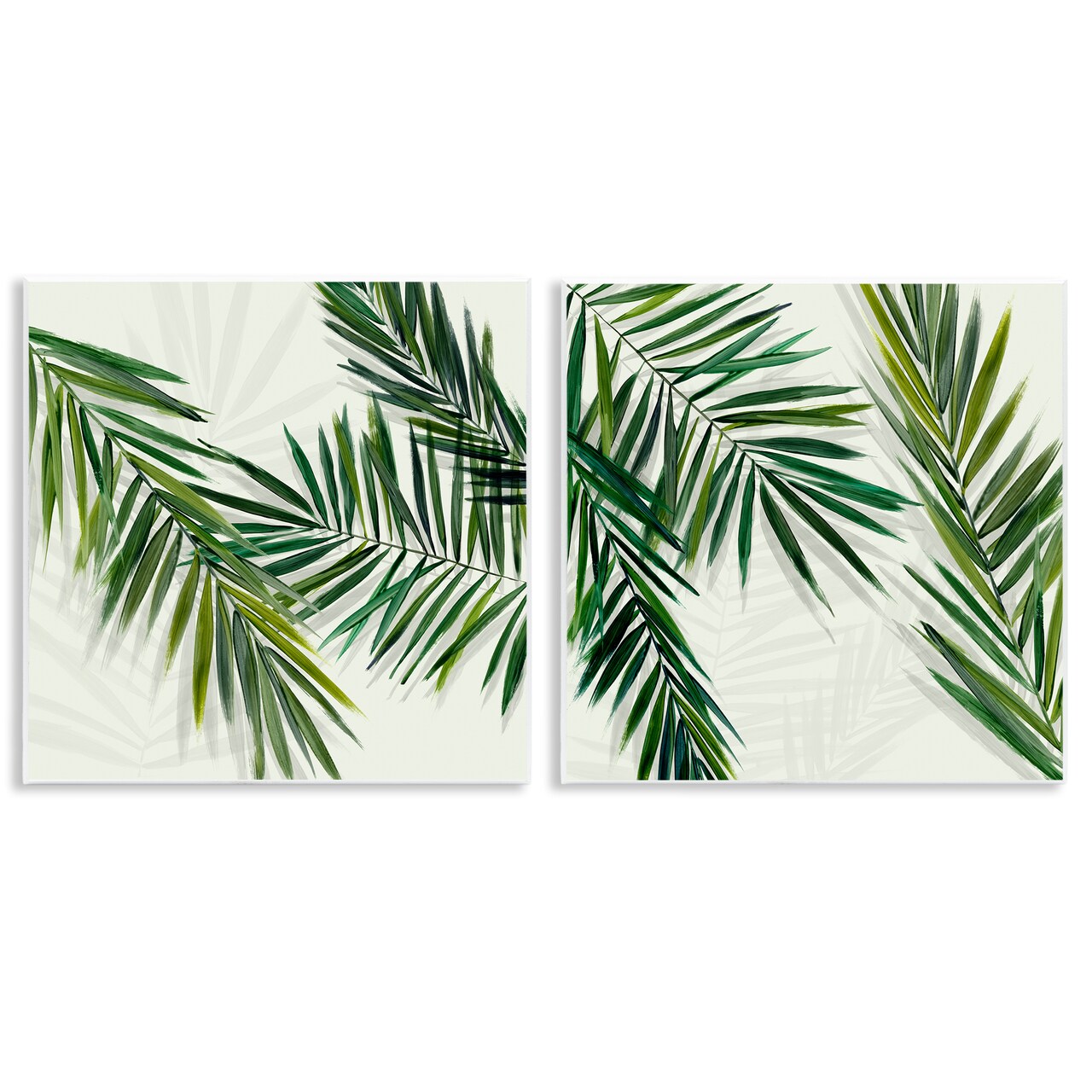 Stupell Industries Palm Fronds over Neutral 2pc Wall Plaque Art Set Design by Hannah Dawson